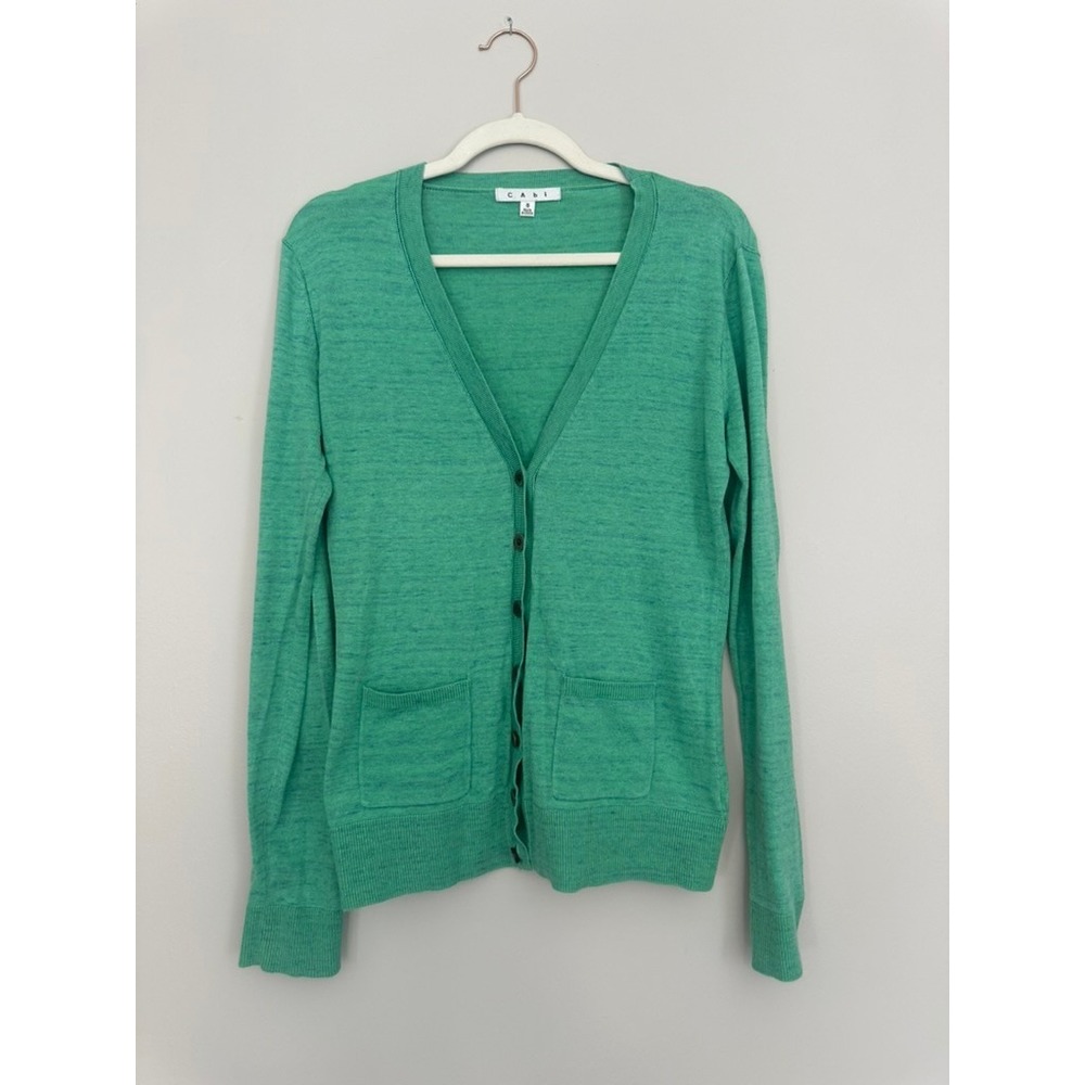 Cabi Kelly Green V-Neck Button Front Cardigan Sweater Style 691 Small
